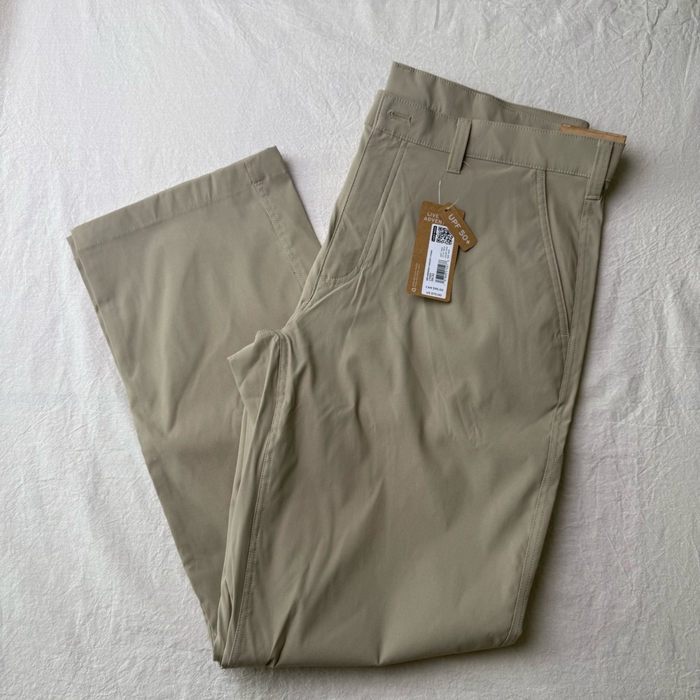 NWT Eddie Bauer Horizon Takeoff Chino Pants 36x32 Khaki UPF 50+ Khaki